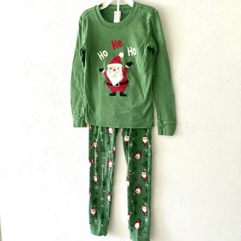 Gymboree Green Ho Ho Ho Santa Pajamas Size 8